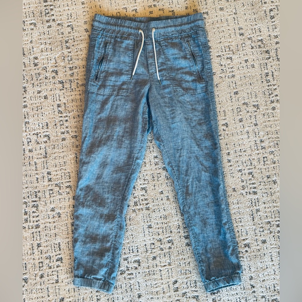 Athleta Cabo Linen Joggers, blue, size 6